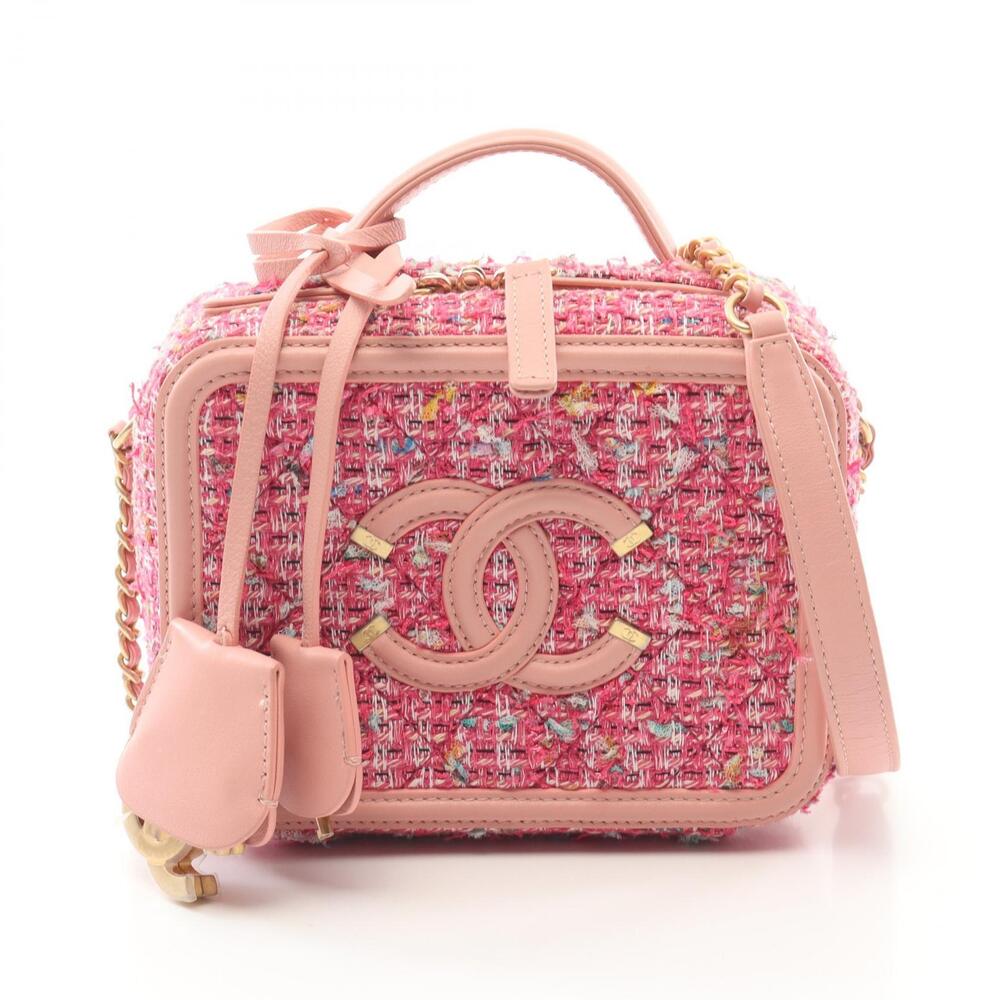 Chanel CC Figley Vanity Bag Shoulder Leather Pink